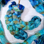 Merino and tussah silk wool top - Hand dyed - 100g (3.5oz) - Leftovers TURQUOISE BLUE