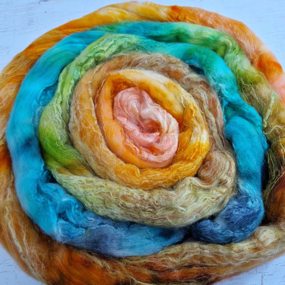 Merino and tussah silk wool top - Hand dyed - 100g (3.5oz) - Leftovers #3